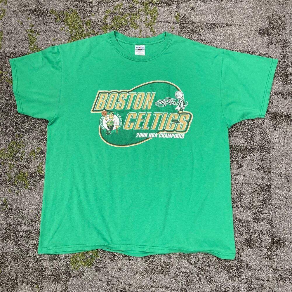 Vintage 2008 Boston Celtics NBA Finals Champions Roster Shirt Mens XL Green